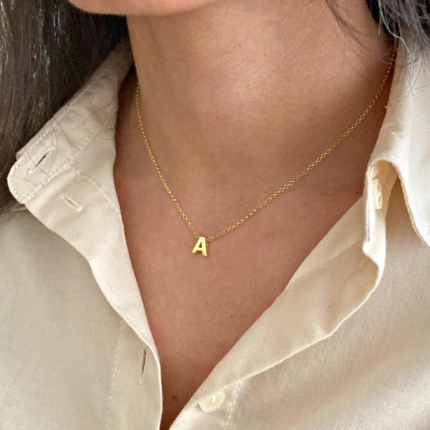 3D Harf Kolyesi: 925 Ayar Gümüş & Altın Kaplama Kişiye Özel Blok Harf Kolye - Lisen Aksesuar