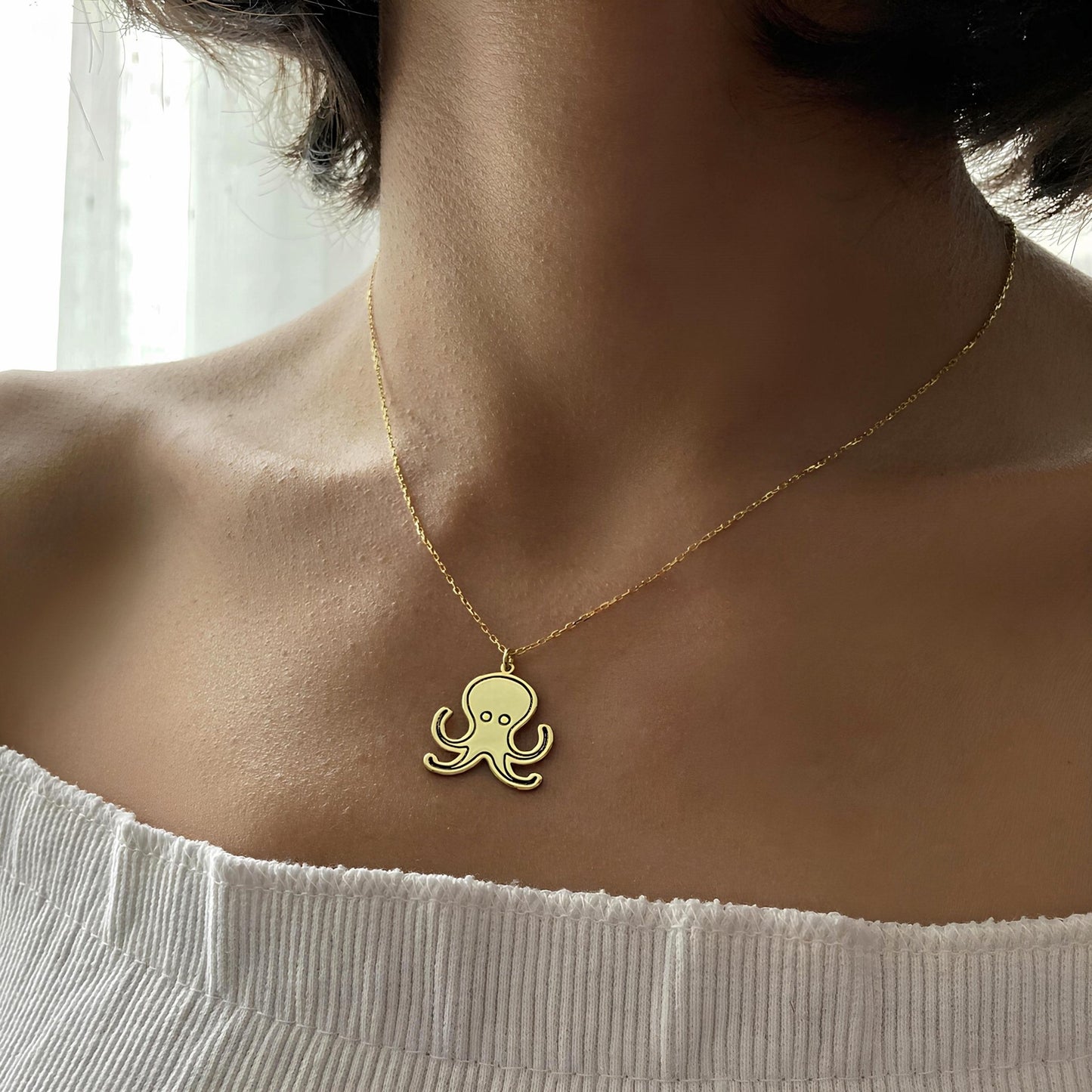 925 Ayar Gümüş Ahtapot Kolye: Altın Kaplama Deniz Temalı Kolye - Lisen Aksesuar
