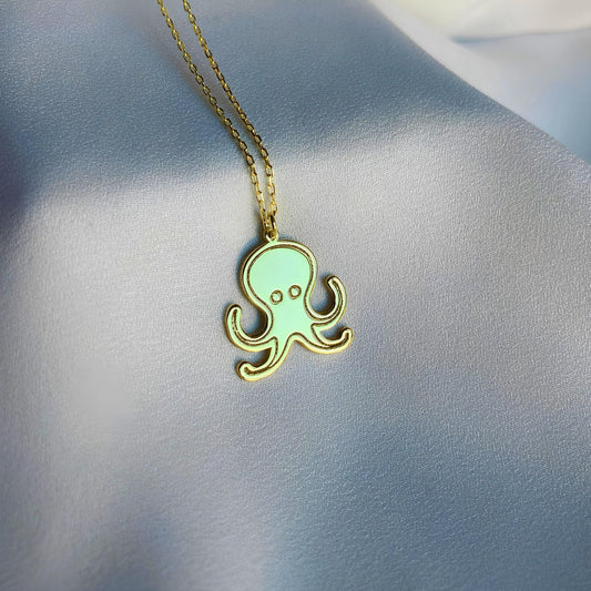 925 Ayar Gümüş Ahtapot Kolye: Altın Kaplama Deniz Temalı Kolye - Lisen Aksesuar