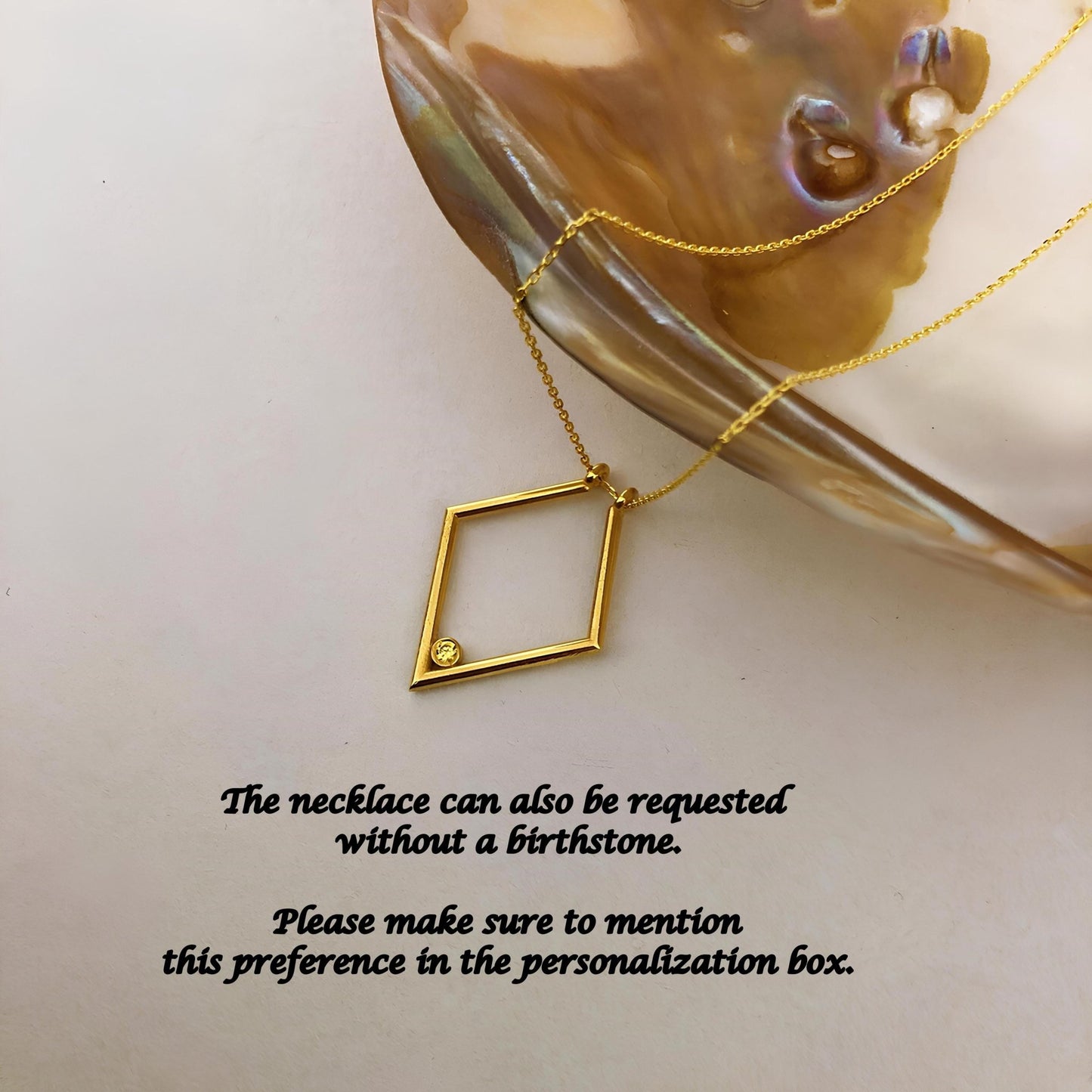 925 Ayar Gümüş Doğum Taşlı Elmas Form Yüzük Tutucu Kolye: Altın Kaplama Yüzük Taşıyıcı - Lisen Aksesuar