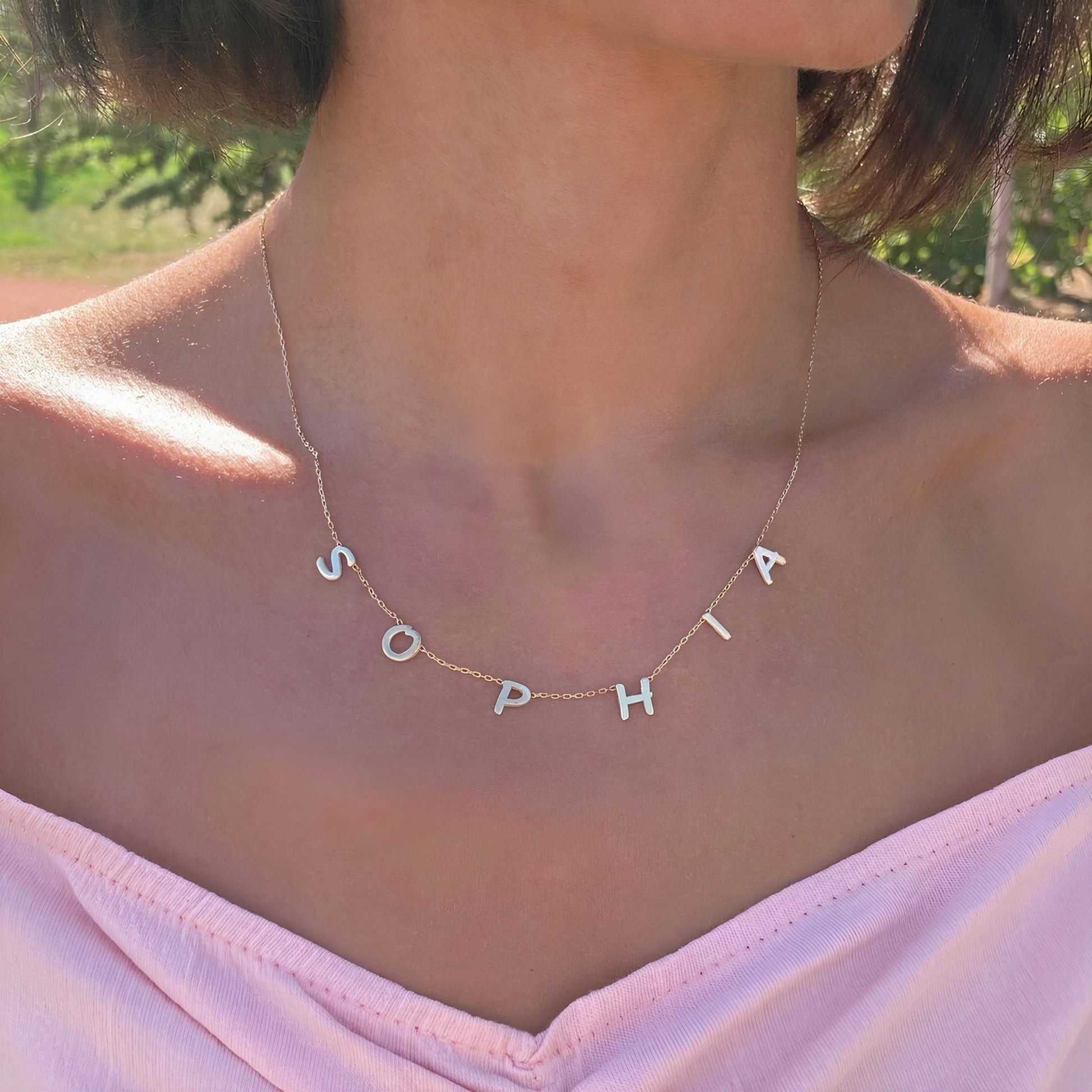 925 Ayar Gümüş Kişiye Özel Baş Harf Kolye: Altın Kaplama Aralıklı Harfli İsim - Lisen Aksesuar