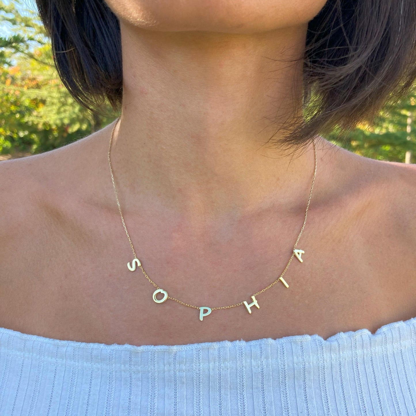 925 Ayar Gümüş Kişiye Özel Baş Harf Kolye: Altın Kaplama Aralıklı Harfli İsim - Lisen Aksesuar