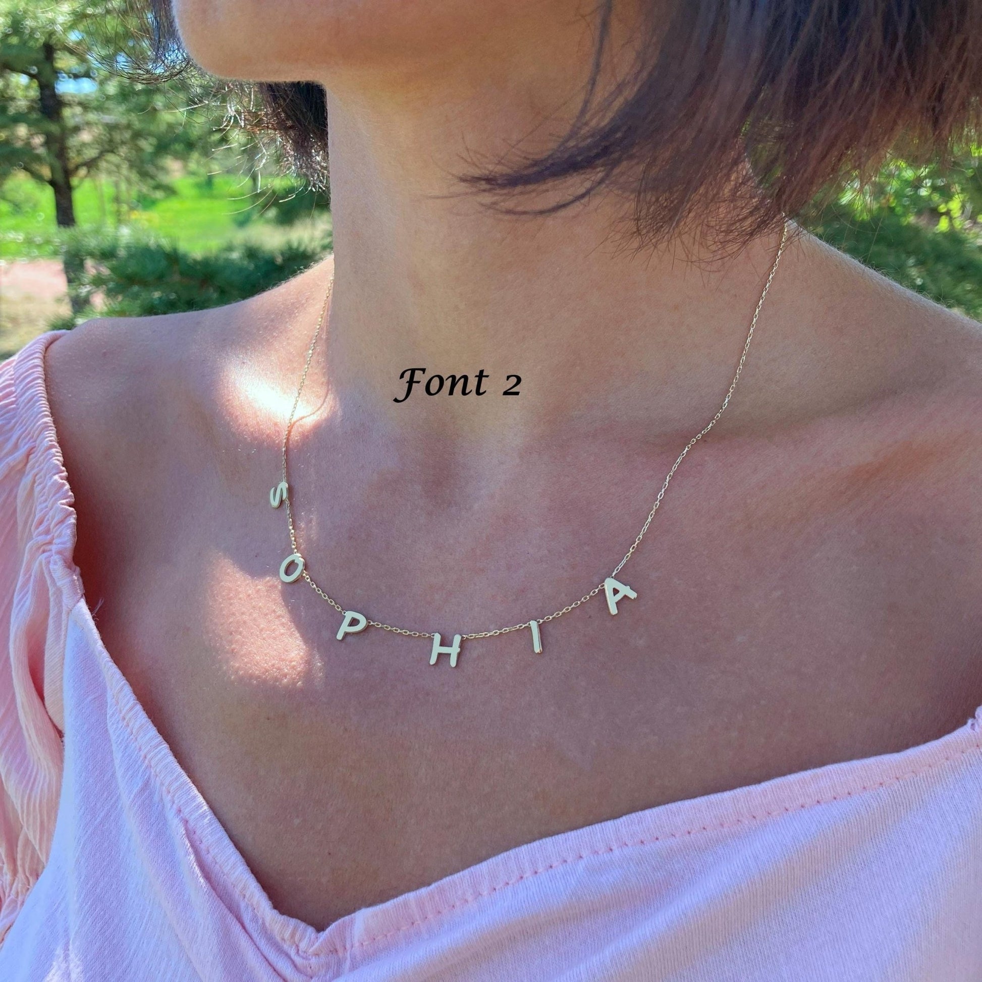 925 Ayar Gümüş Kişiye Özel Baş Harf Kolye: Altın Kaplama Aralıklı Harfli İsim - Lisen Aksesuar