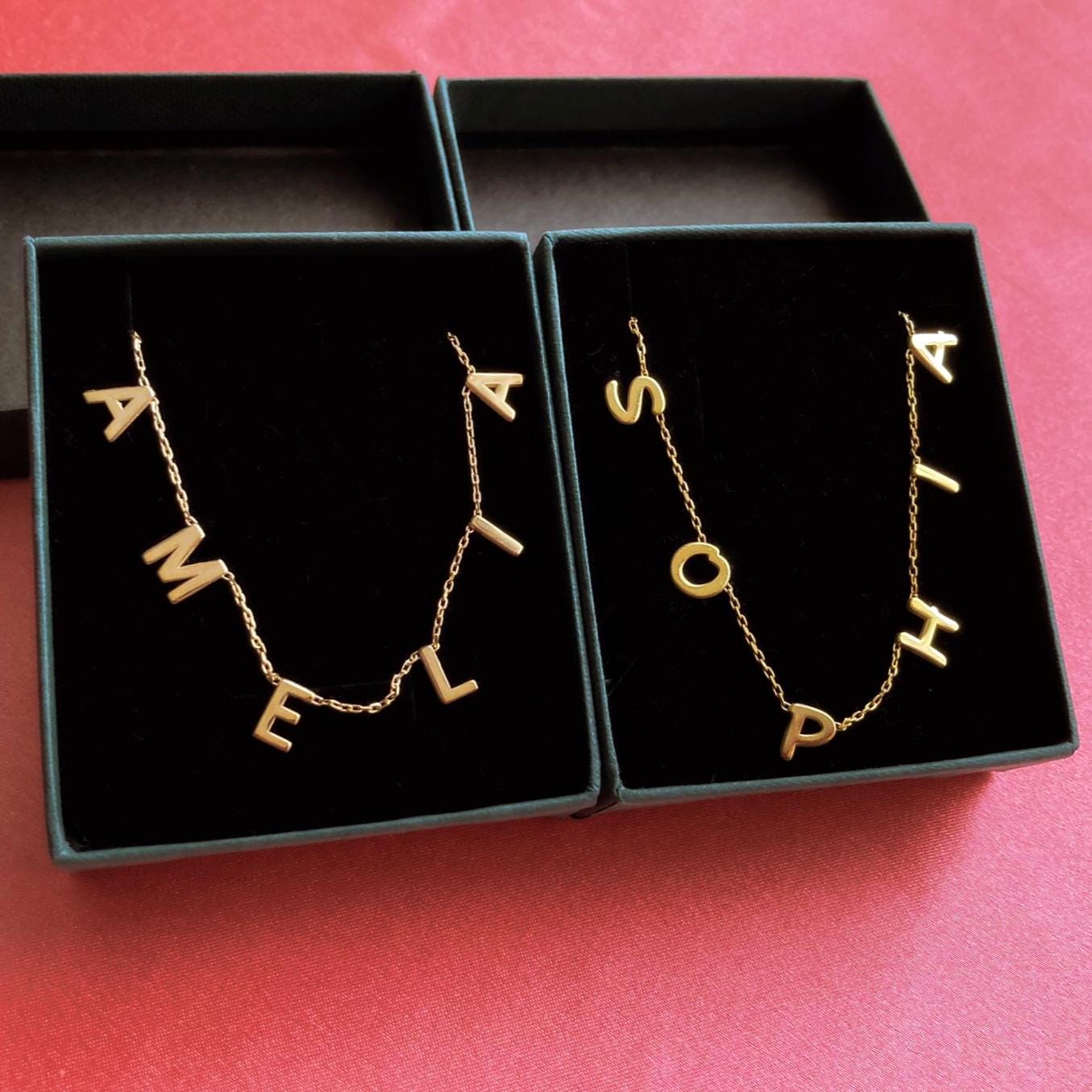 925 Ayar Gümüş Kişiye Özel Baş Harf Kolye: Altın Kaplama Aralıklı Harfli İsim - Lisen Aksesuar