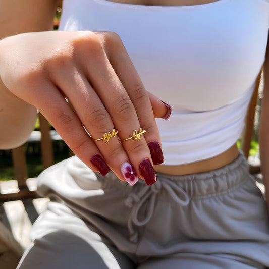 925 Ayar Gümüş Kişiye Özel El Yazısı İsim Yüzüğü: Altın Kaplama Harf Yüzük - Lisen Aksesuar