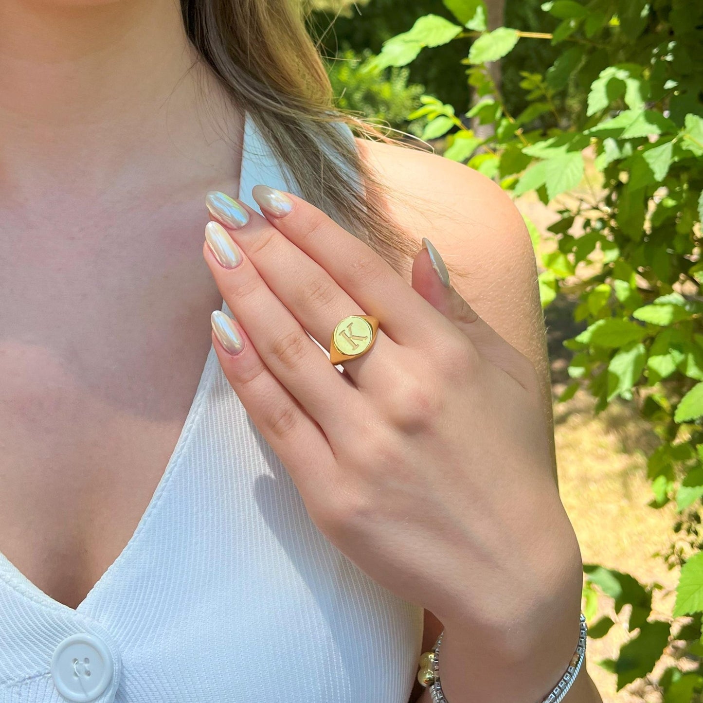 925 Ayar Gümüş Kişiye Özel Kazımalı Signet Yüzük: Altın Kaplama Unisex Takı - Lisen Aksesuar