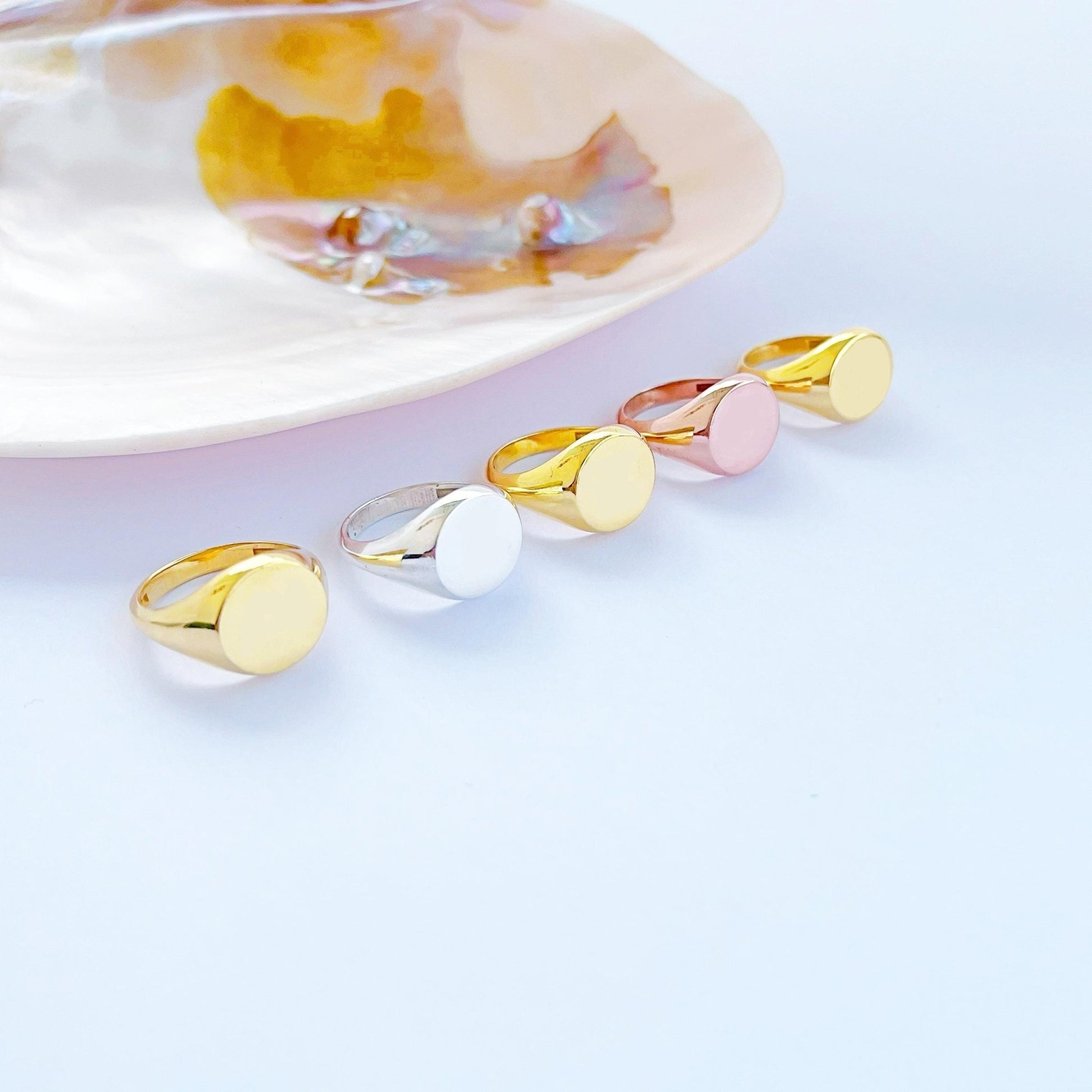 925 Ayar Gümüş Kişiye Özel Kazımalı Signet Yüzük: Altın Kaplama Unisex Takı - Lisen Aksesuar