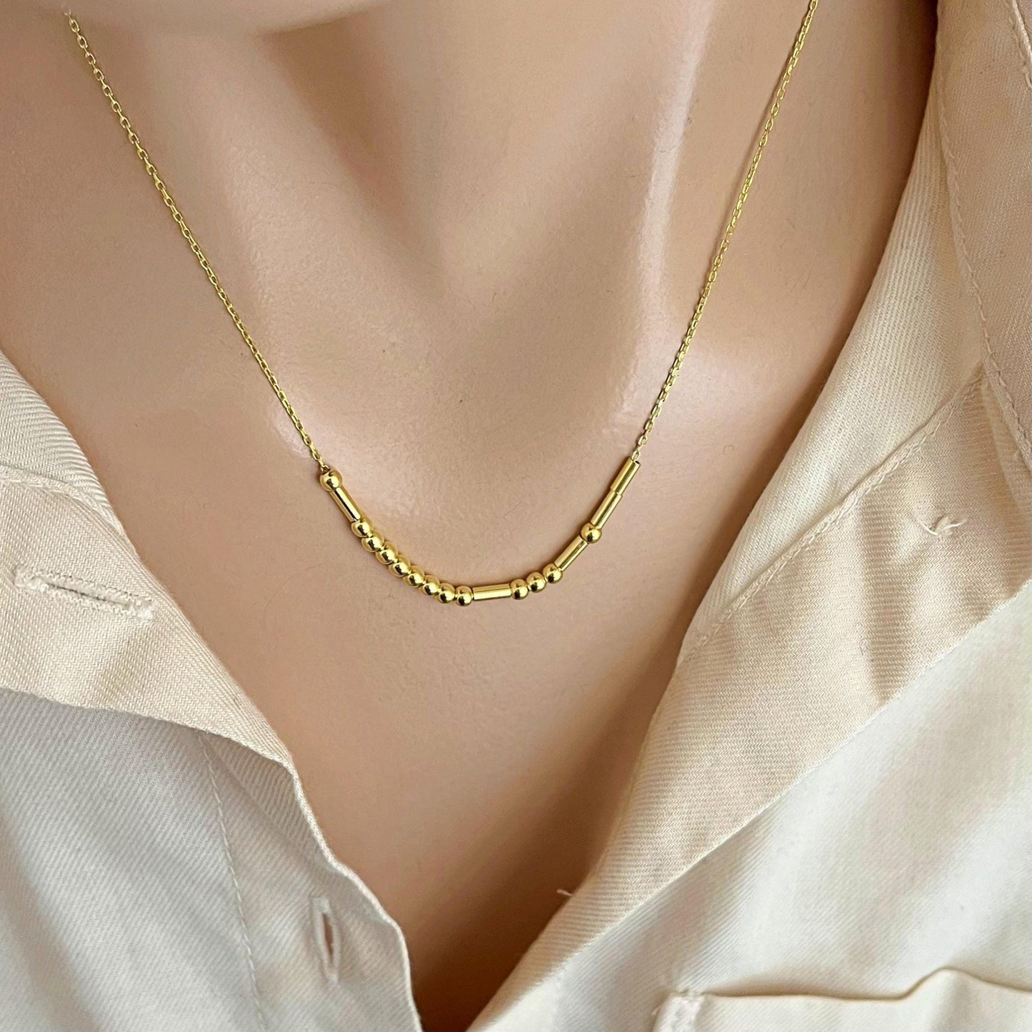 925 Ayar Gümüş Kişiye Özel Mors Kodlu Kolye: Altın Kaplama Özel İsim Tasarımı - Lisen Aksesuar