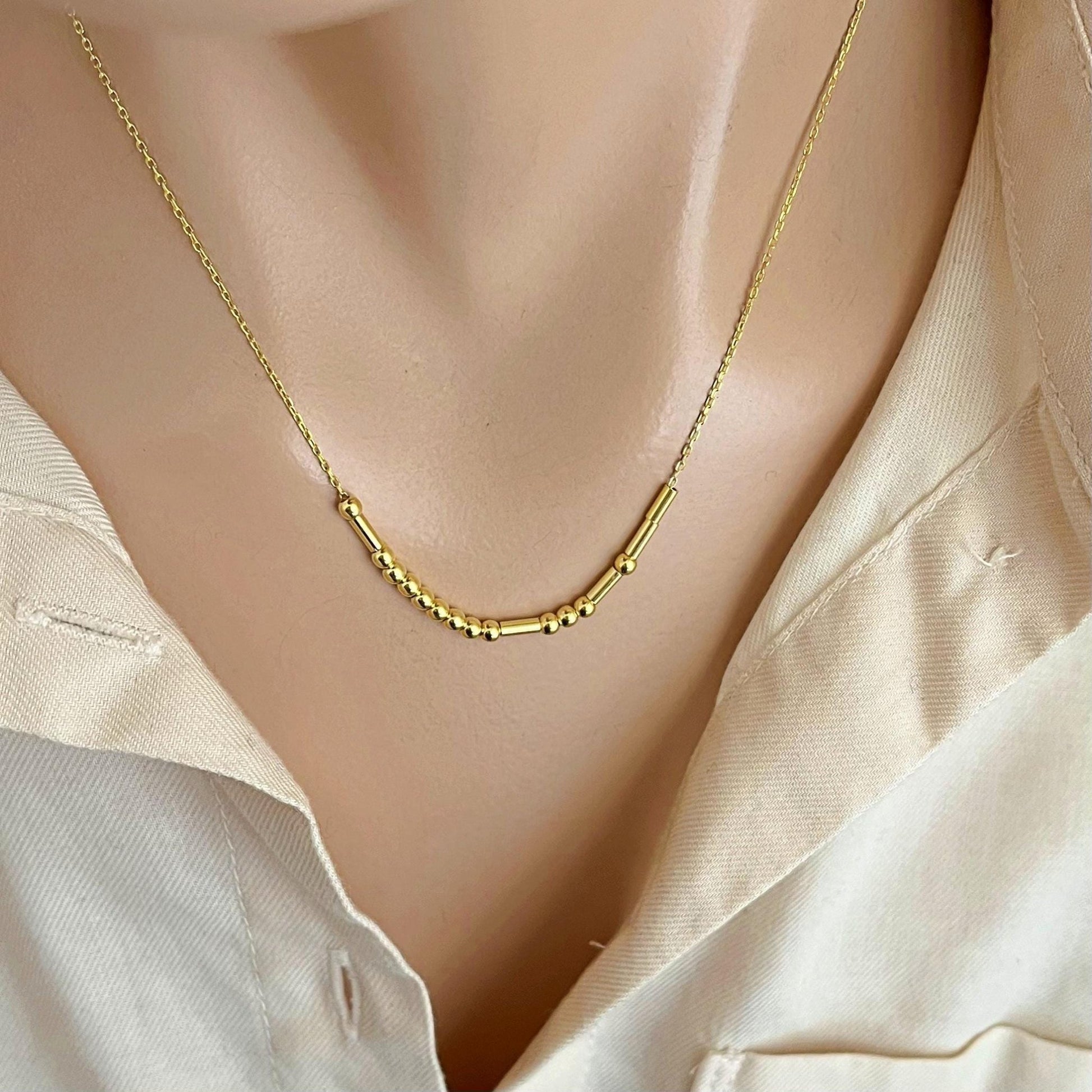 925 Ayar Gümüş Kişiye Özel Mors Kodlu Kolye: Altın Kaplama Özel İsim Tasarımı - Lisen Aksesuar