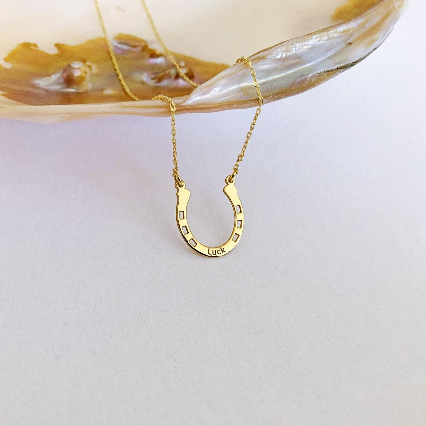 925 Ayar Gümüş Kişiye Özel Nal Kolye: 14 Ayar Altın Kaplama Şans Sembolü - Lisen Aksesuar