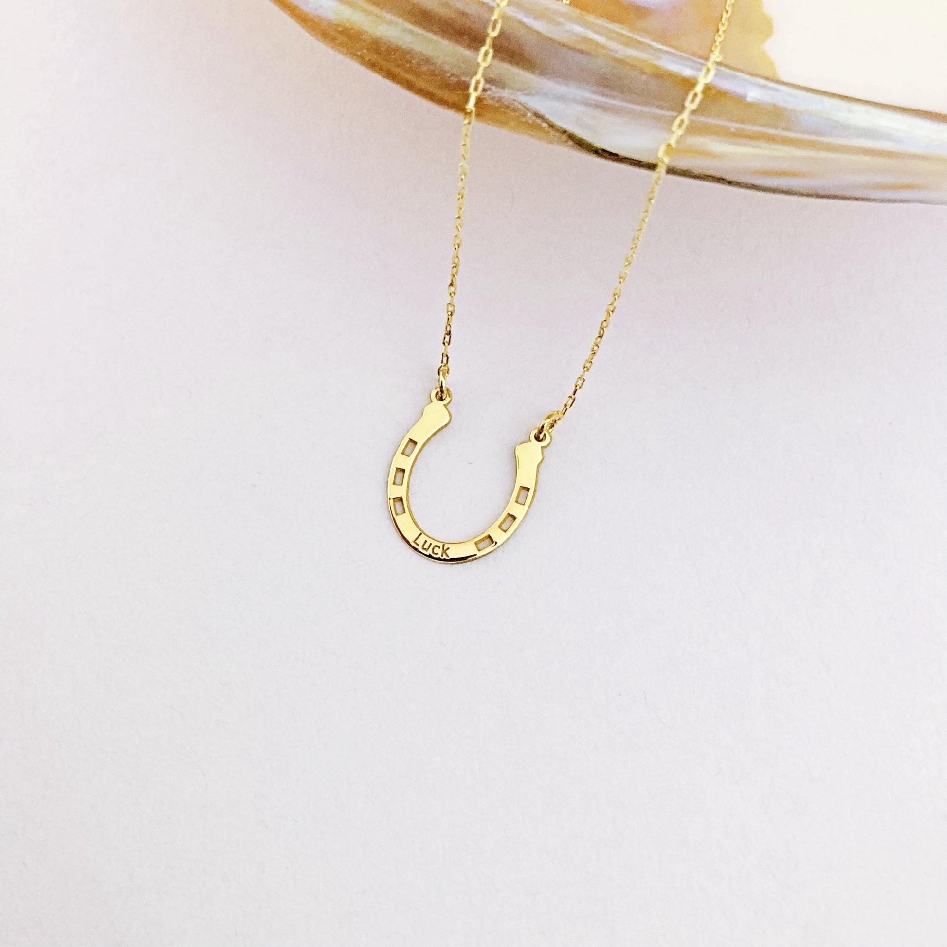 925 Ayar Gümüş Kişiye Özel Nal Kolye: 14 Ayar Altın Kaplama Şans Sembolü - Lisen Aksesuar