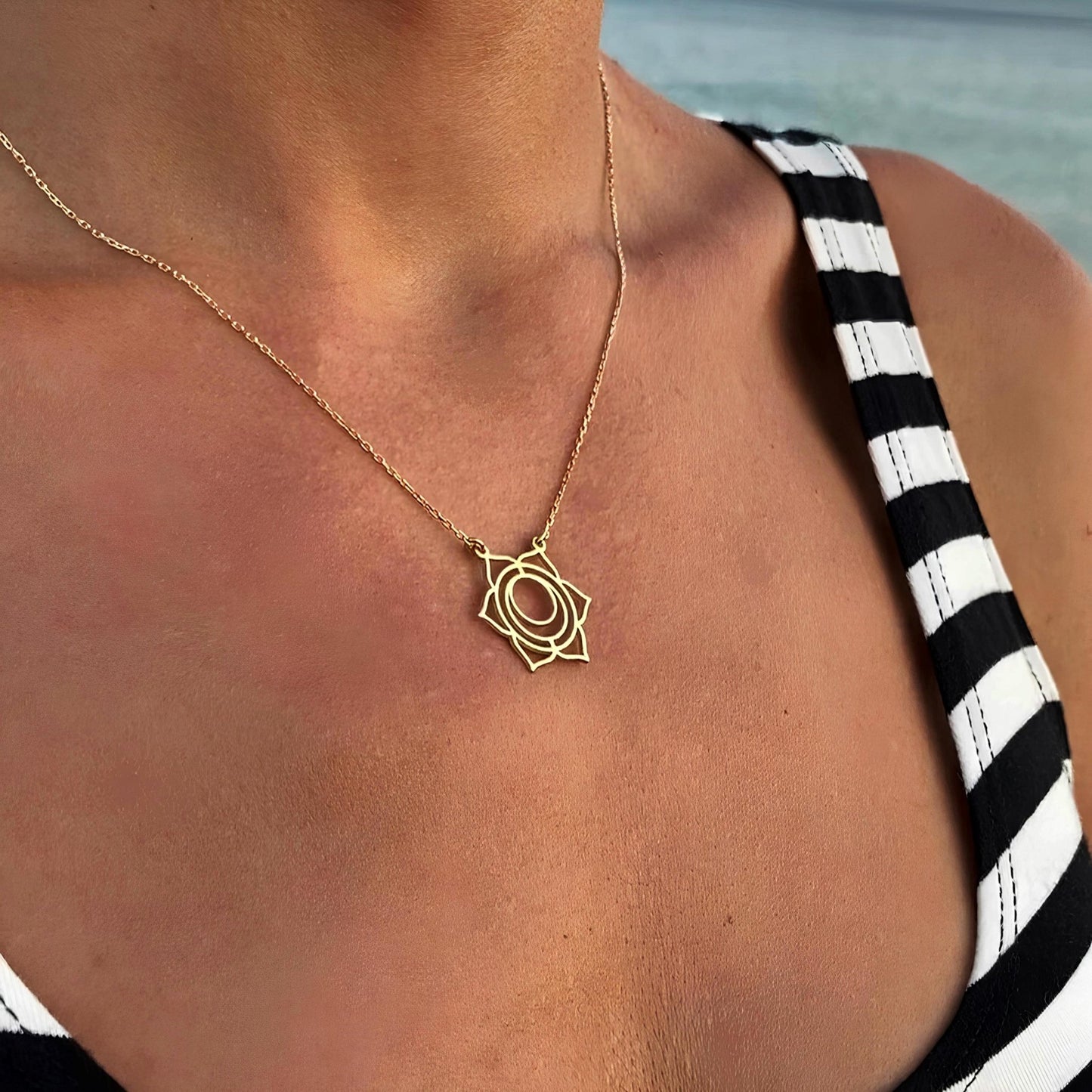 925 Ayar Gümüş Sakral Çakra Kolye: 14 Ayar Altın Kaplama Spiritüel Takı - Lisen Aksesuar