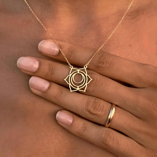 925 Ayar Gümüş Sakral Çakra Kolye: 14 Ayar Altın Kaplama Spiritüel Takı - Lisen Aksesuar