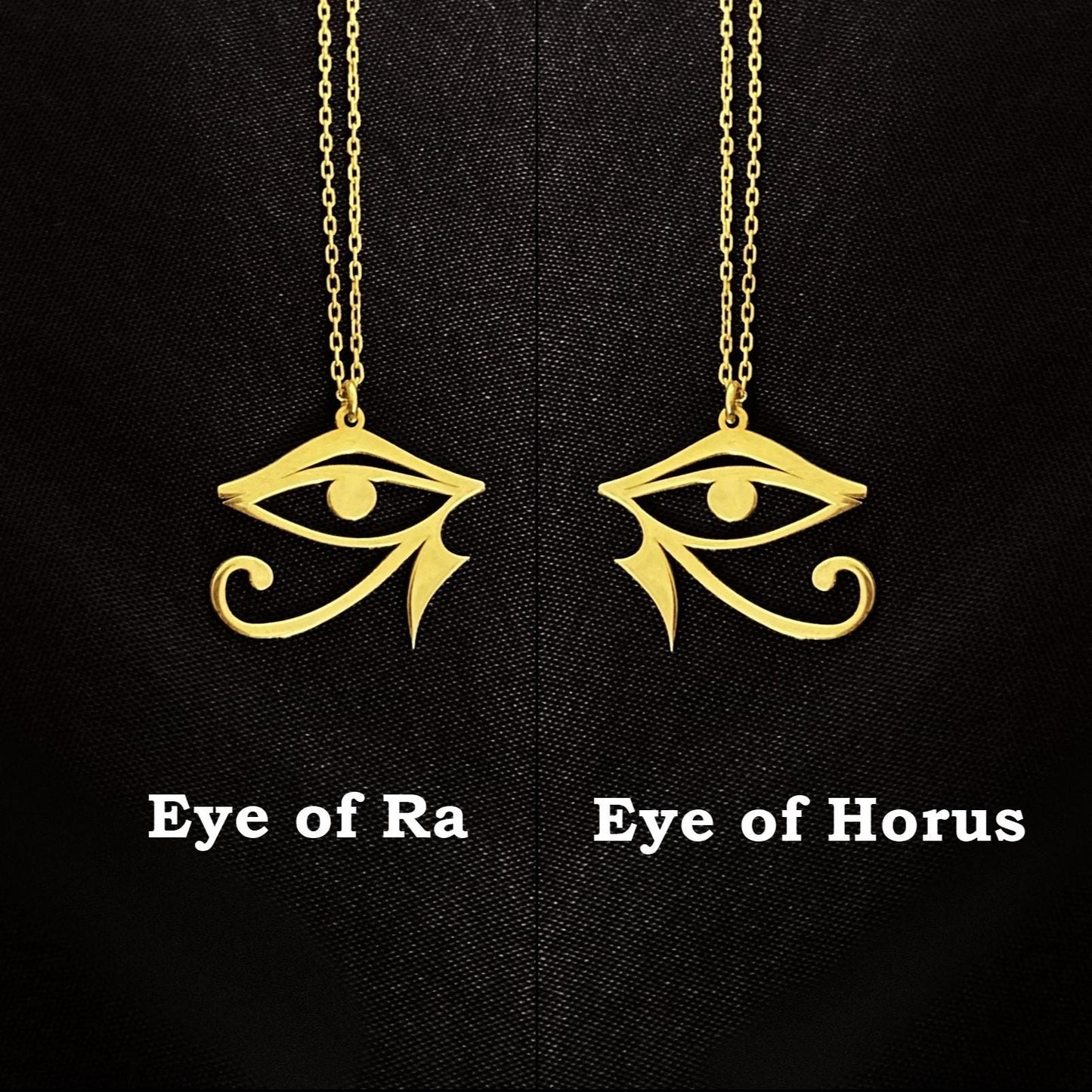 925 Ayar Gümüş ve 14 Ayar Altın Kaplama Eye of Ra & Eye of Horus Kolye: Antik Mısır Kutsal Koruma Sembolü - Lisen Aksesuar