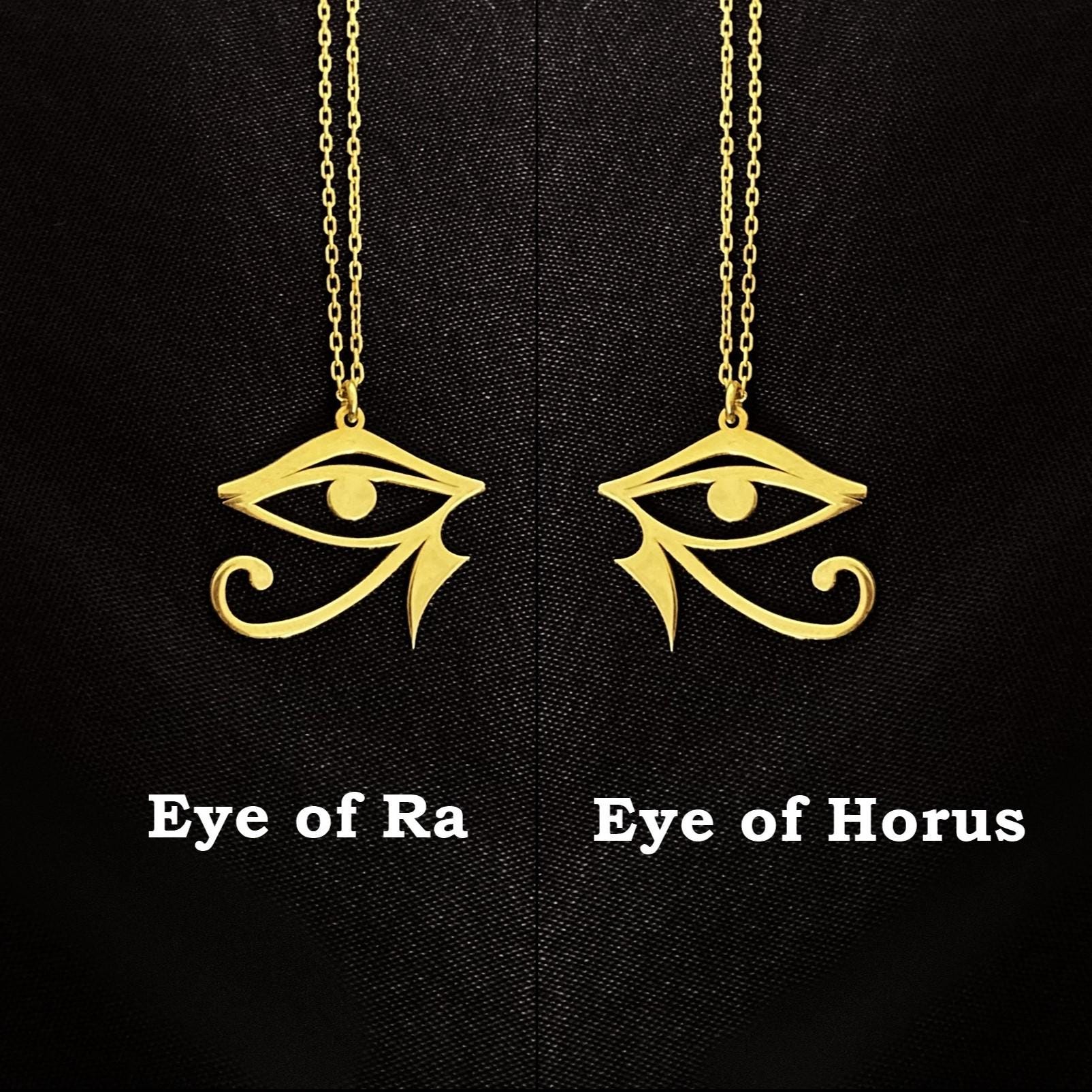 925 Ayar Gümüş ve 14 Ayar Altın Kaplama Eye of Ra & Eye of Horus Kolye: Antik Mısır Kutsal Koruma Sembolü - Lisen Aksesuar