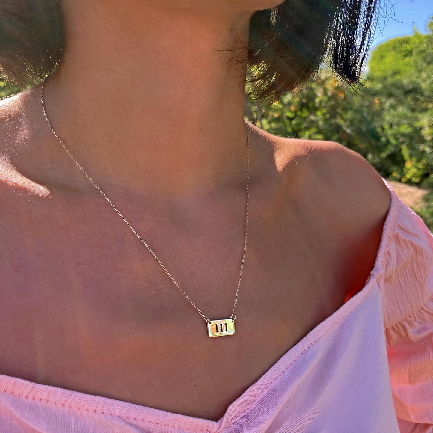 925 Ayar Gümüş Yatay Bar Kolye: Altın Kaplama Kişiye Özel Gravür Minimal Hediye - Lisen Aksesuar