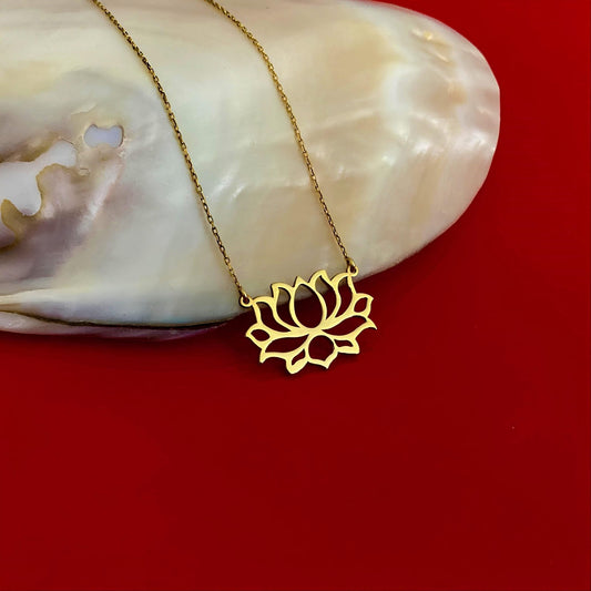 Altın Kaplama Lotus Çiçeği Kolye | Minimalist Zarif Takı - Lisen Jewelry