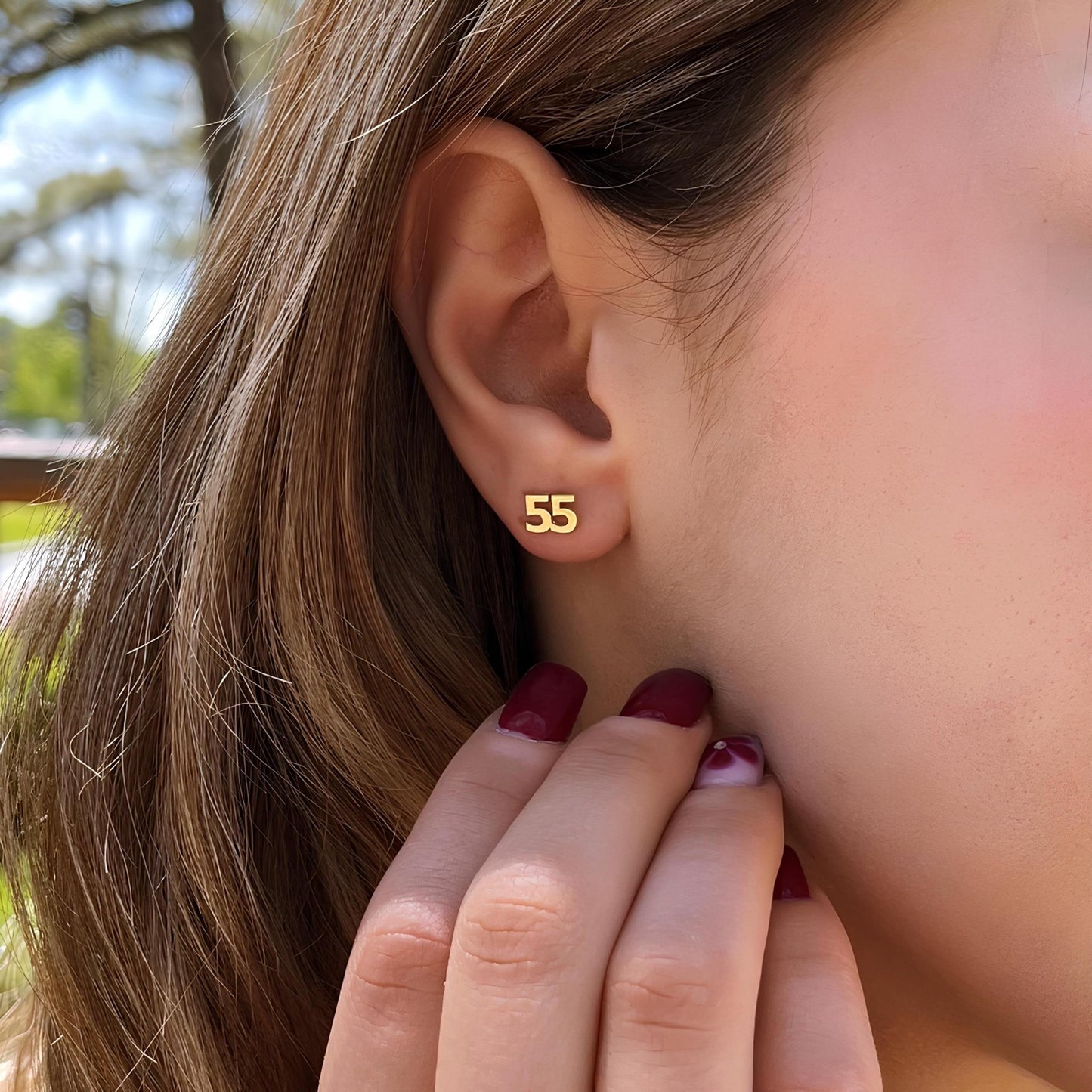 Kişiye Özel Sayı Küpe: 14 Ayar Altın Kaplama Stud Küpe - Lisen Aksesuar