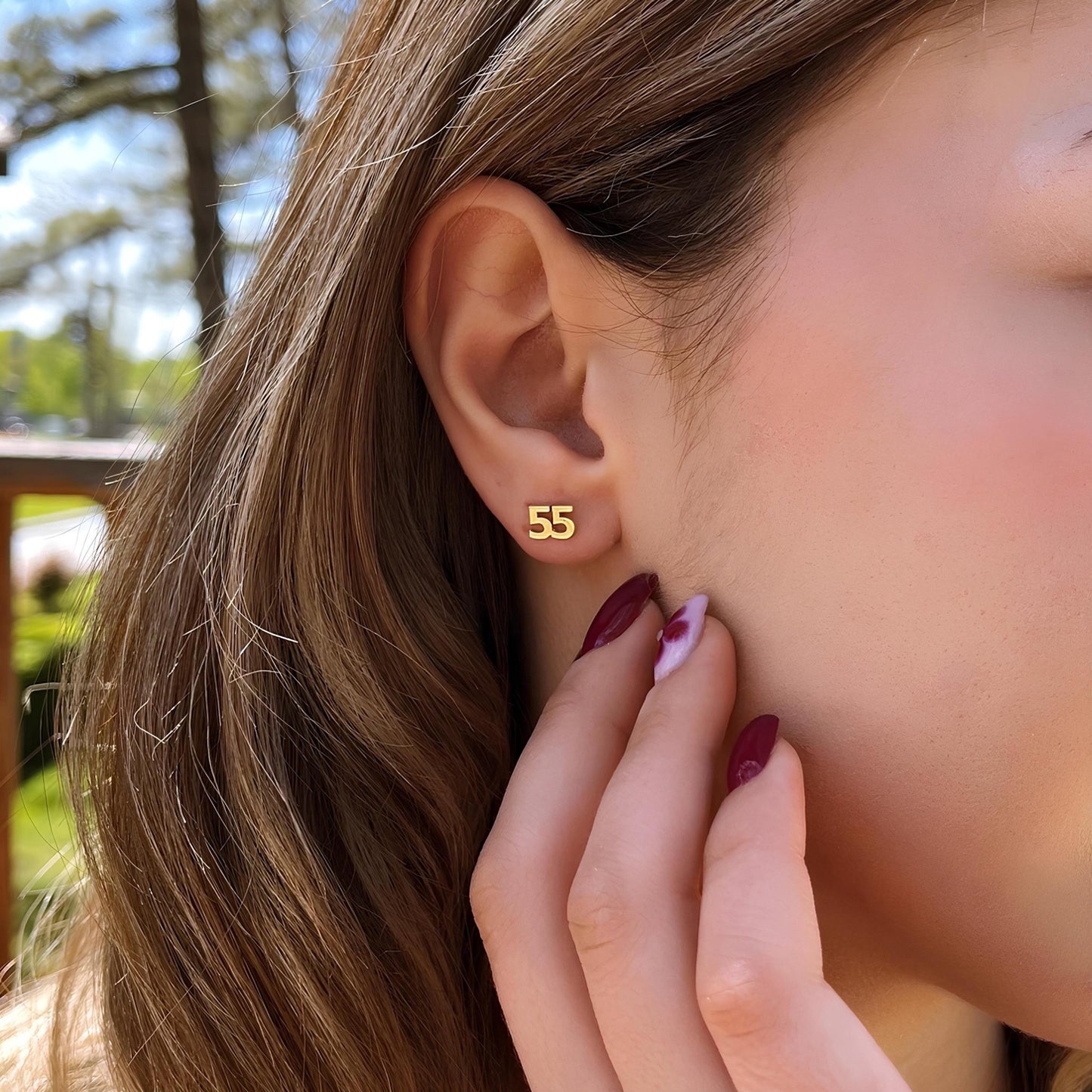 Kişiye Özel Sayı Küpe: 14 Ayar Altın Kaplama Stud Küpe - Lisen Aksesuar