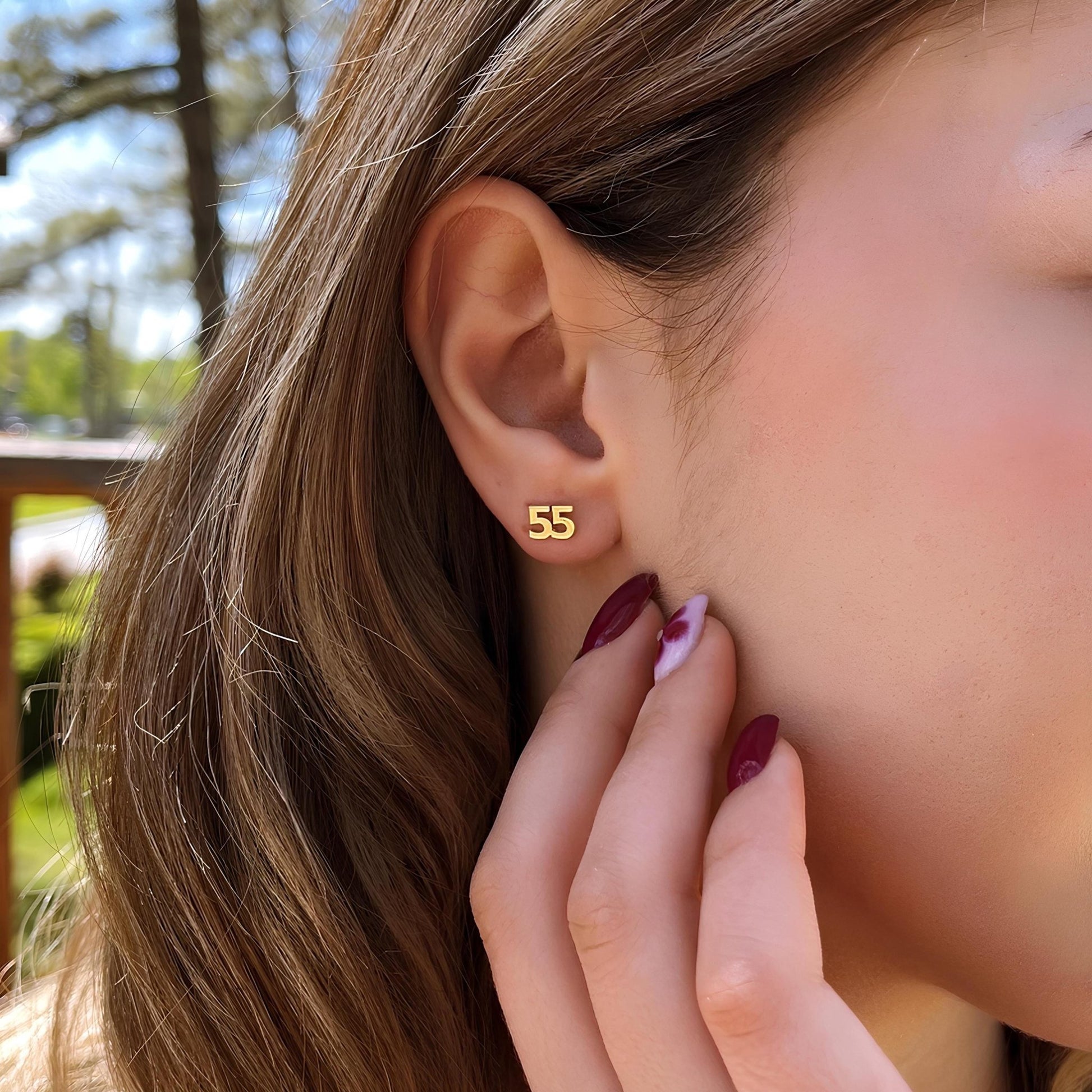 Kişiye Özel Sayı Küpe: 14 Ayar Altın Kaplama Stud Küpe - Lisen Aksesuar