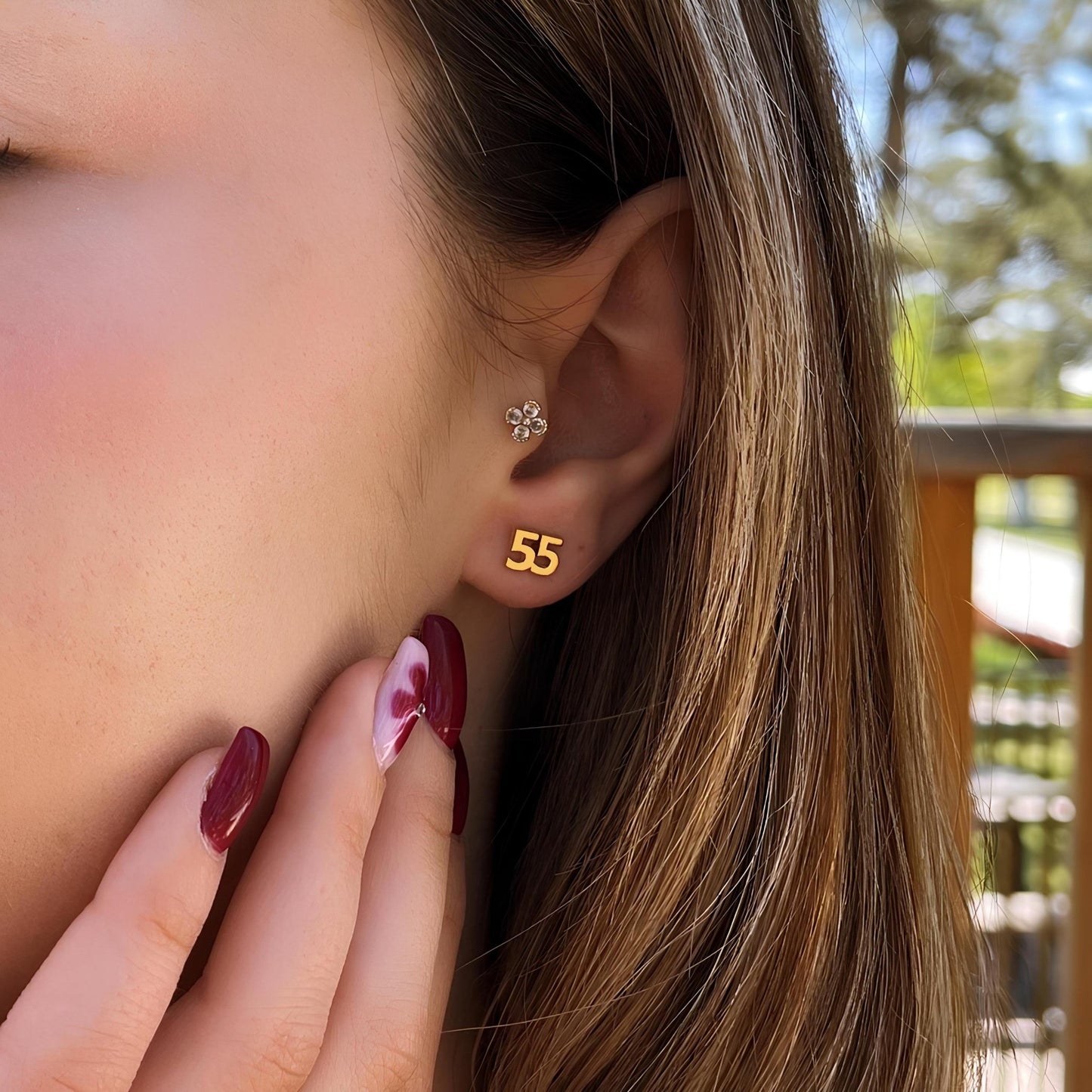 Kişiye Özel Sayı Küpe: 14 Ayar Altın Kaplama Stud Küpe - Lisen Aksesuar