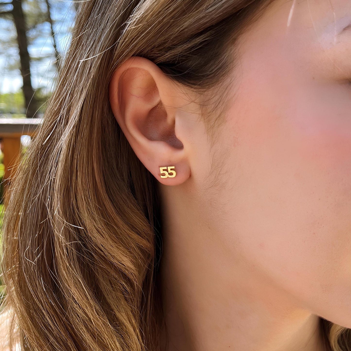 Kişiye Özel Sayı Küpe: 14 Ayar Altın Kaplama Stud Küpe - Lisen Aksesuar